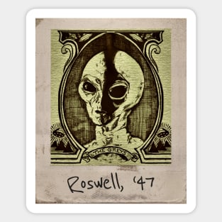 The Greys - Alien Dollar Portrait, Roswell 1947 Sticker